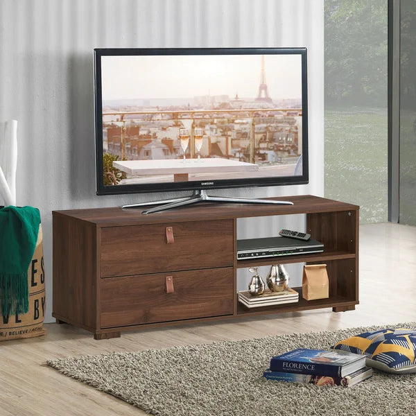 Walnut TV Stand for TVs up to 48" with Cable Management Manufactured Wood