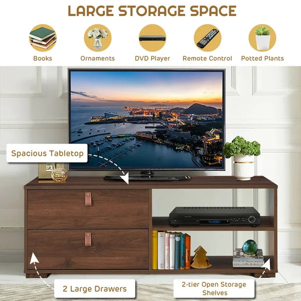Walnut TV Stand for TVs up to 48" with Cable Management Manufactured Wood