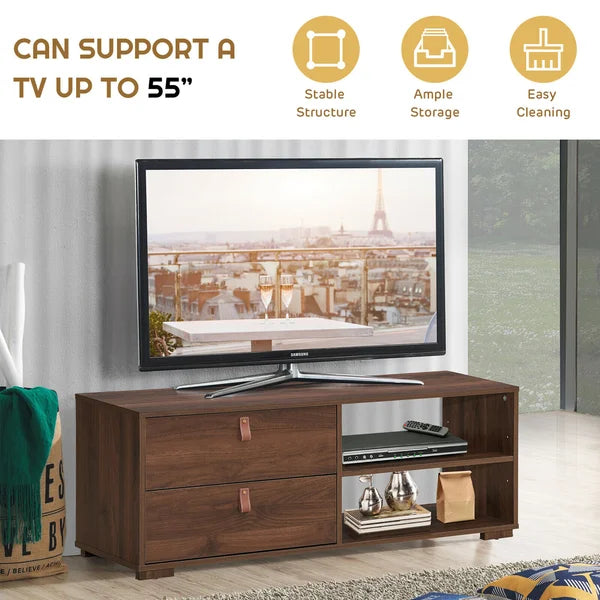 Walnut TV Stand for TVs up to 48" with Cable Management Manufactured Wood