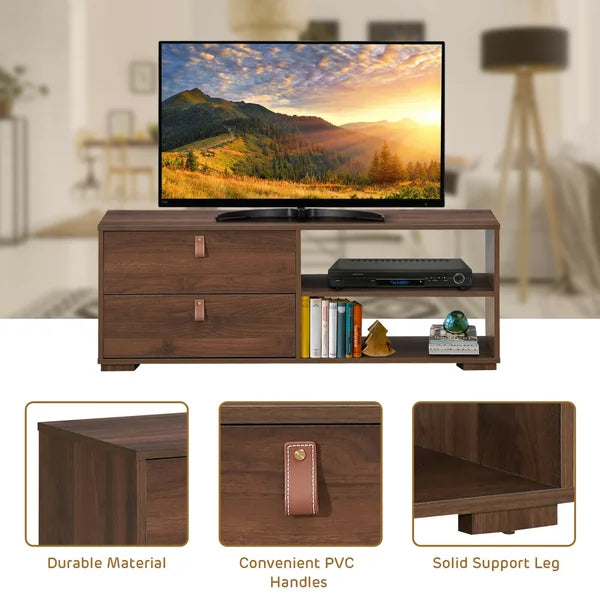Walnut TV Stand for TVs up to 48" with Cable Management Manufactured Wood