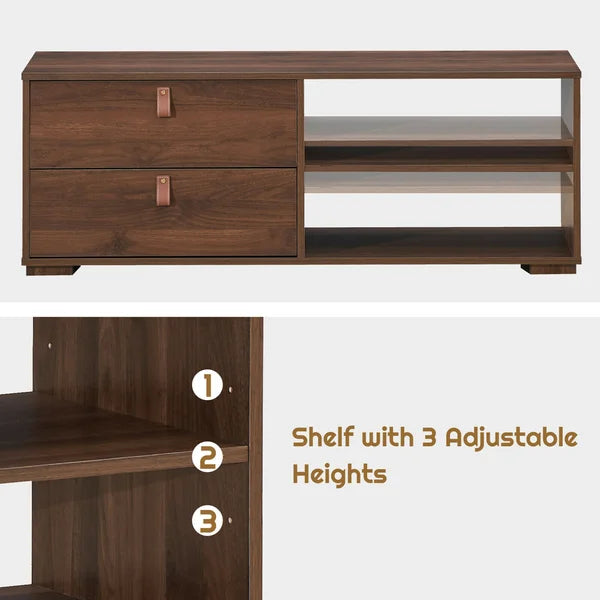 Walnut TV Stand for TVs up to 48" with Cable Management Manufactured Wood
