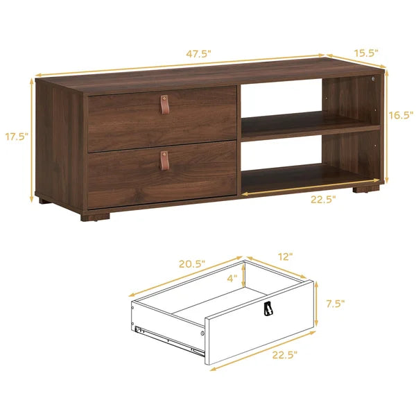 Walnut TV Stand for TVs up to 48" with Cable Management Manufactured Wood