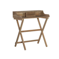 Gray Wash Secretary Desk Manufactured Solid Wood Two X-Shaped Legs