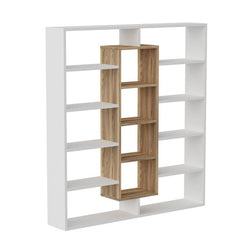 Ample Bookcase - White/Walnut Great for Living Room, Dining Room, Entryway Bedroom, Perfect for Any Room