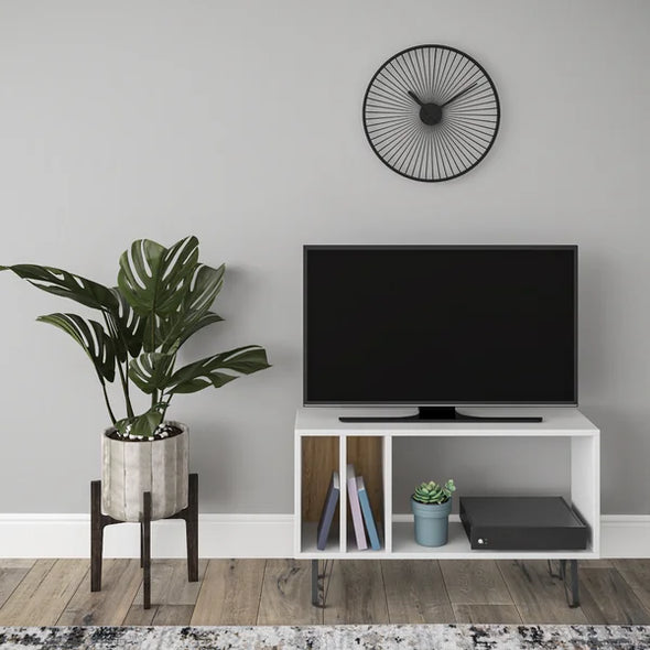 White/Oak Amy-Ann TV Stand for TVs up to 40" Elegant and Spacious Space