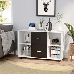 Black White Anastazja 39.4'' Wide 2 Drawer Mobile Lateral Filing Cabinet