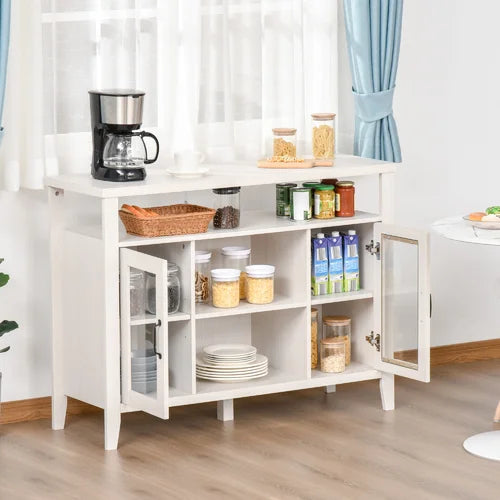 White Anayely 45.75'' Wide Server Retro Wood Grain Effect