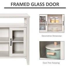 White Anayely 45.75'' Wide Server Retro Wood Grain Effect