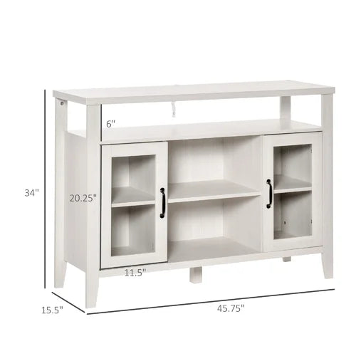 White Anayely 45.75'' Wide Server Retro Wood Grain Effect