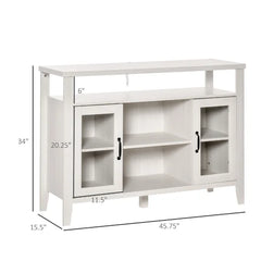 White Anayely 45.75'' Wide Server Retro Wood Grain Effect