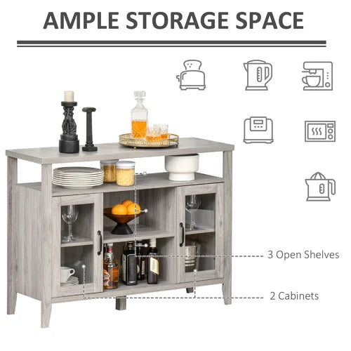 Gray Anayely 45.75'' Wide Server Retro Wood Grain Effect