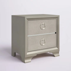 Andre 24.25'' Tall 2 - Drawer Solid Wood Nightstand in Oatmeal/Silver