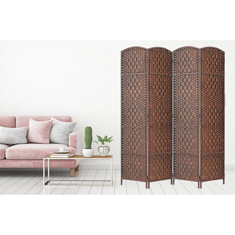 1 - Bamboo/Rattan Folding Room Divider Used To Divide A Bedroom Or Define A Room/Space. Whether it's forHhome Or The Workplace