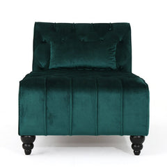 Andrews Tufted Armless Chaise Lounge Soft Teal Velvet