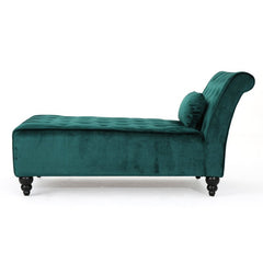 Andrews Tufted Armless Chaise Lounge Soft Teal Velvet