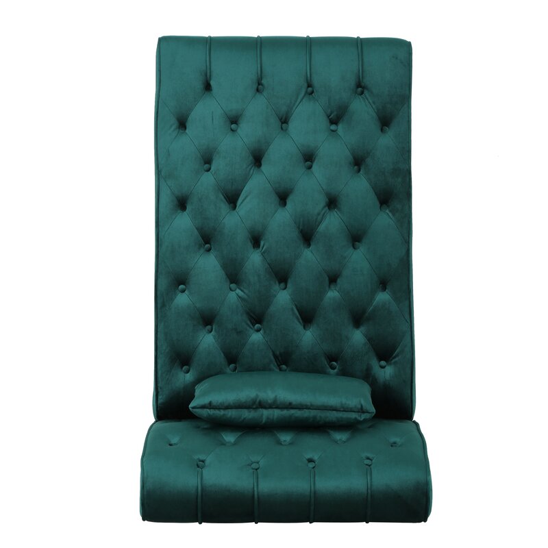 Andrews Tufted Armless Chaise Lounge Soft Teal Velvet