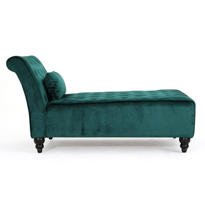 Andrews Tufted Armless Chaise Lounge Soft Teal Velvet