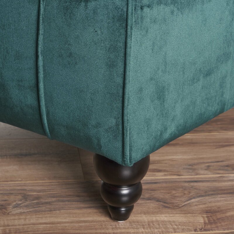Andrews Tufted Armless Chaise Lounge Soft Teal Velvet