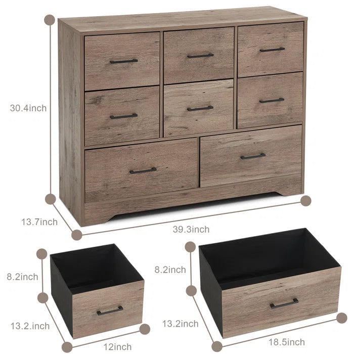 Aneet 8 Drawer 39.4" W Double Dresser 8 Spacious Drawers Perfect Organize