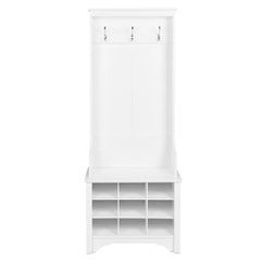 White Angelica 27'' Wide Hall Tree with Bench and Shoe Storage
