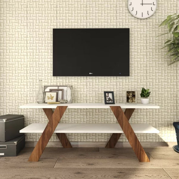 TV Stand for TVs up to 50" with Sound Bar Shelf Open shelving