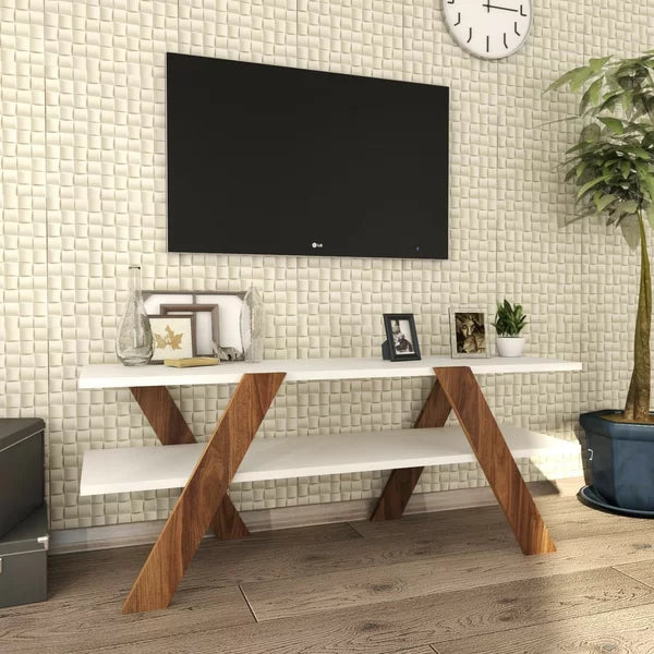 TV Stand for TVs up to 50" with Sound Bar Shelf Open shelving