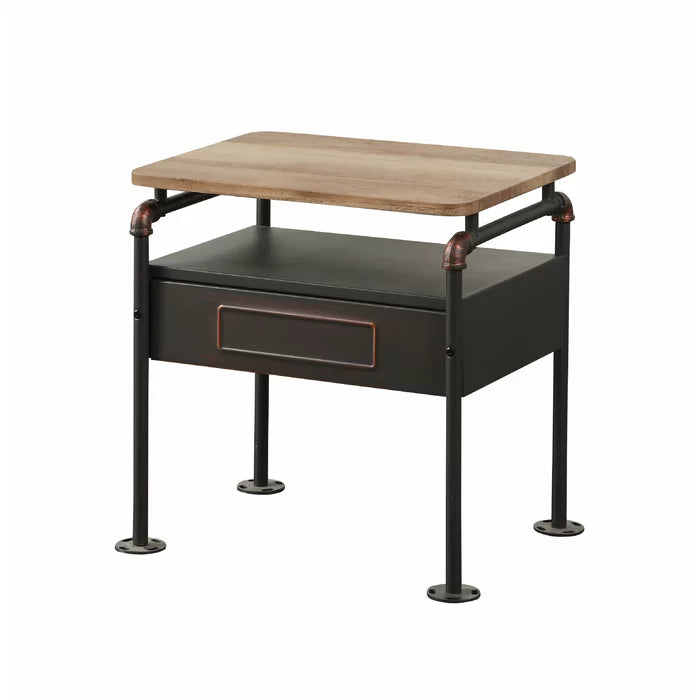 Solid Wood Annabelle 22'' Tall 1 - Drawer Nightstand in Antique Oak/Sandy Gray