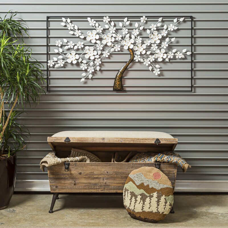 Annie Wood Flip Top Storage Bench Distressed Details for a Rustic Flair