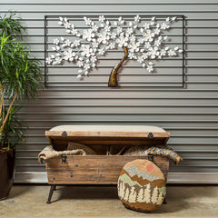 Annie Wood Flip Top Storage Bench Distressed Details for a Rustic Flair
