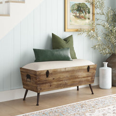 Annie Wood Flip Top Storage Bench Distressed Details for a Rustic Flair