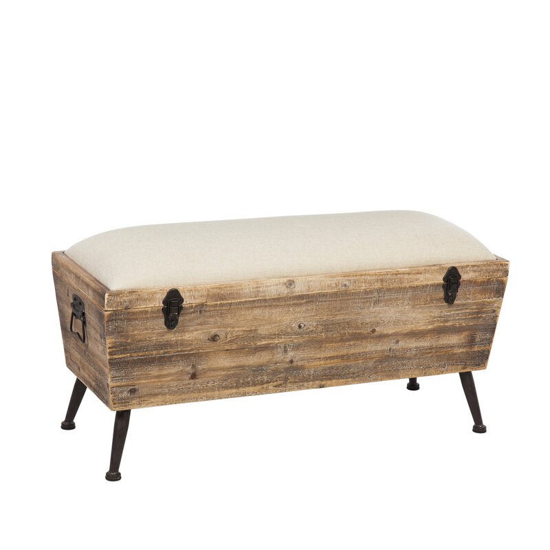 Annie Wood Flip Top Storage Bench Distressed Details for a Rustic Flair