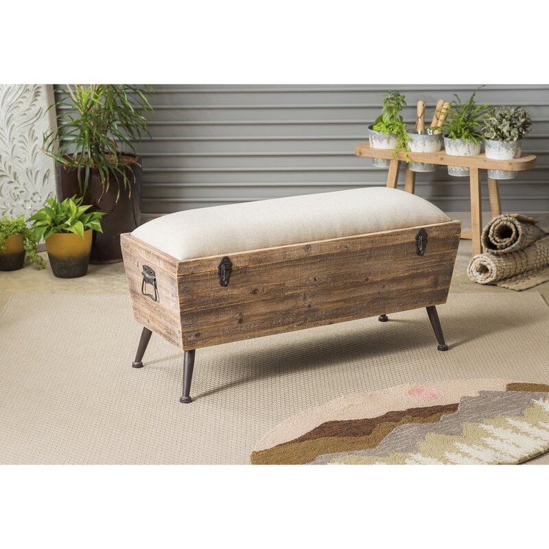 Annie Wood Flip Top Storage Bench Distressed Details for a Rustic Flair