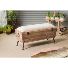 Annie Wood Flip Top Storage Bench Distressed Details for a Rustic Flair