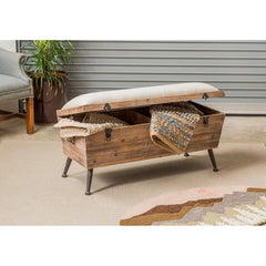 Annie Wood Flip Top Storage Bench Distressed Details for a Rustic Flair