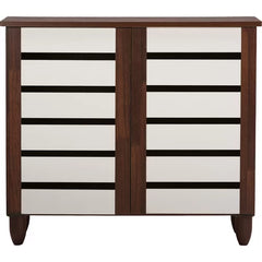 9 Pair Shoe Storage Cabinet Engineered Wood In Two-Tone Oak And White