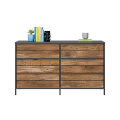 Black/Vintage Oak Anrey 6 Drawer 57.55'' W Modern Minimalist Look