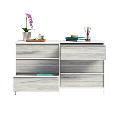 White Anrey 6 Drawer 57.55'' W Vintage Inspired Oak Accents