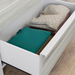 White Anrey 6 Drawer 57.55'' W Vintage Inspired Oak Accents