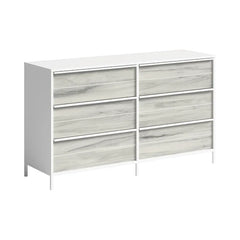 Solid Wood White Anrey 6 Drawer 57.55'' W Rustic Style