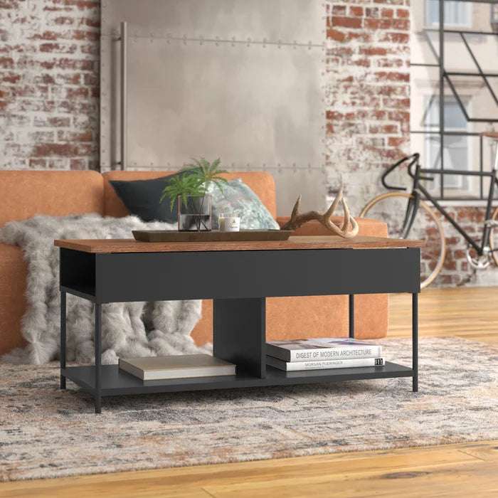 Lift Top 4 legs Coffee Table with Storage Additional Storage and Display of Organizing Bins
