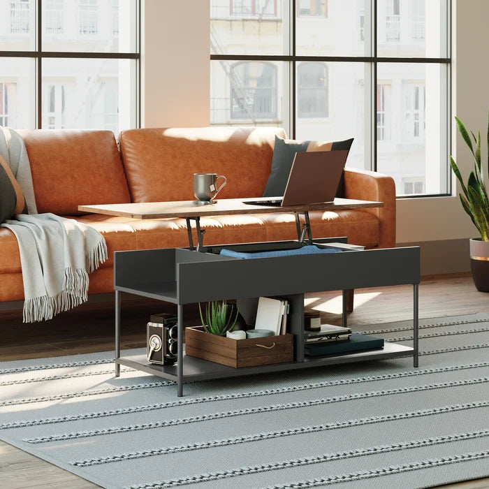 Lift Top 4 legs Coffee Table with Storage Additional Storage and Display of Organizing Bins