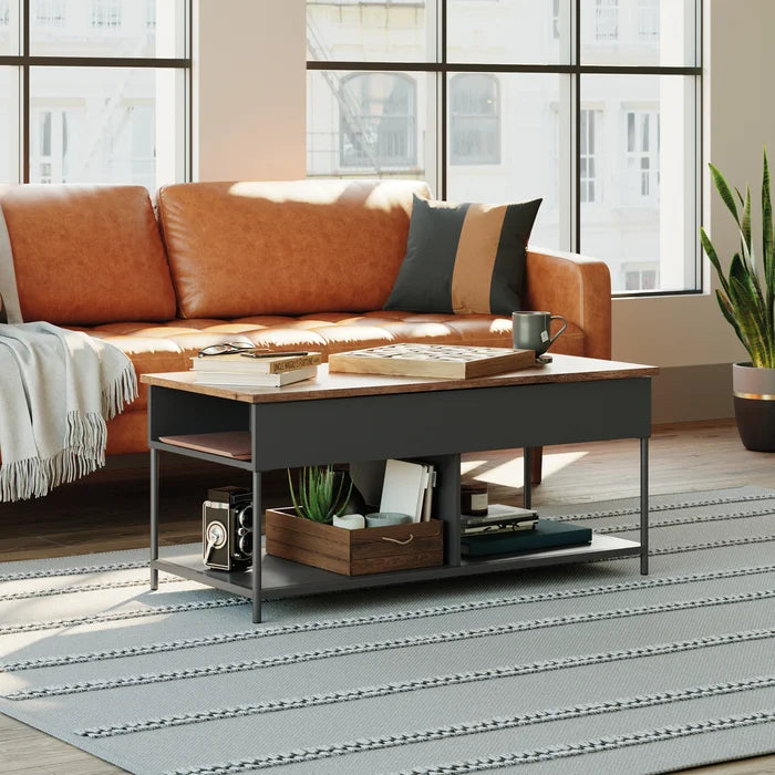 Lift Top 4 legs Coffee Table with Storage Additional Storage and Display of Organizing Bins