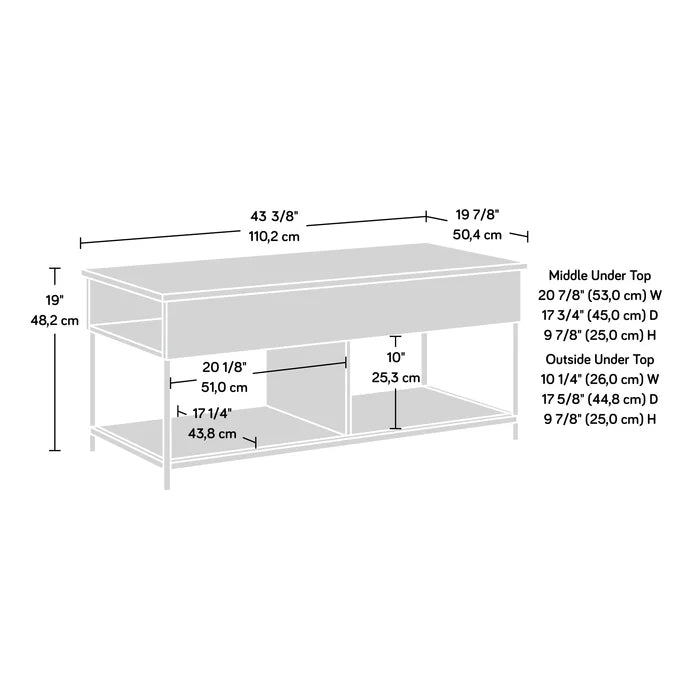 Lift Top 4 legs Coffee Table with Storage Additional Storage and Display of Organizing Bins