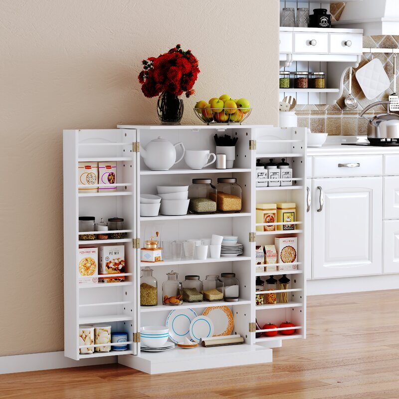 Anslei 40.8" Kitchen Pantry Sturdy and Durable Elegant Smooth White Finish