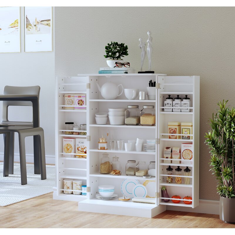 Anslei 40.8" Kitchen Pantry Sturdy and Durable Elegant Smooth White Finish