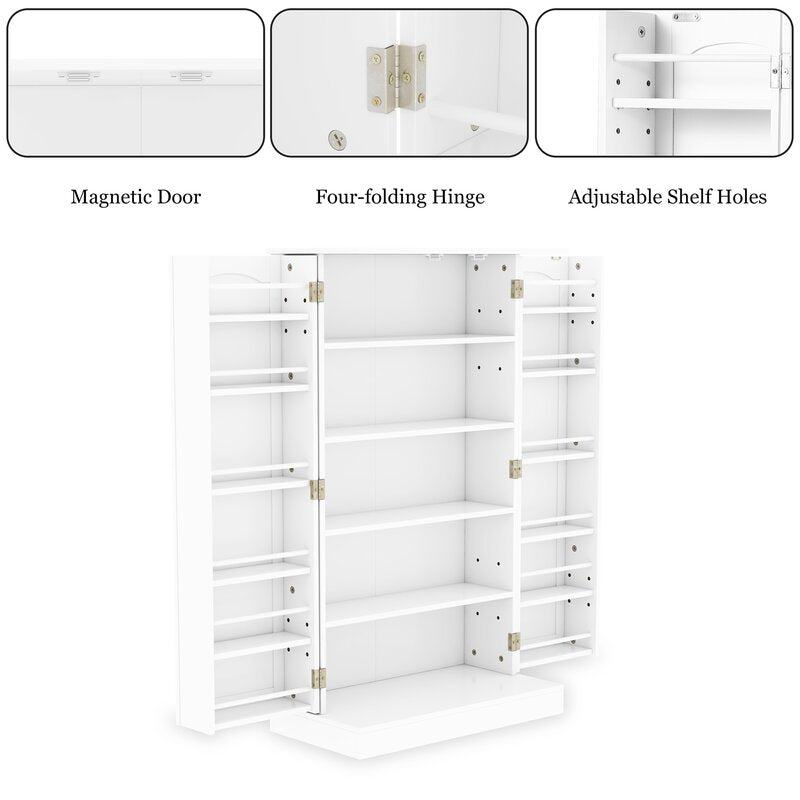 Anslei 40.8" Kitchen Pantry Sturdy and Durable Elegant Smooth White Finish