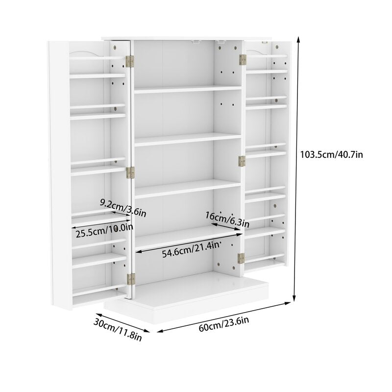 Anslei 40.8" Kitchen Pantry Sturdy and Durable Elegant Smooth White Finish