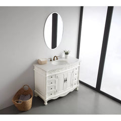 Antique White Antonelli 48" Single Bathroom Vanity Set Eight Narrow Drawers