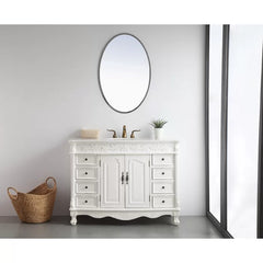 Antique White Antonelli 48" Single Bathroom Vanity Set Eight Narrow Drawers