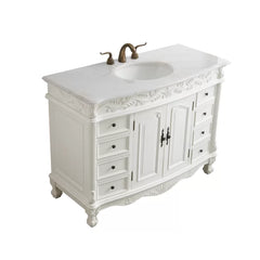 Antique White Antonelli 48" Single Bathroom Vanity Set Eight Narrow Drawers